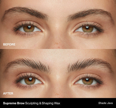 Supreme Brow Sculpting & Shaping Wax | Before & After | Shade: Java {Java (deep brown)}