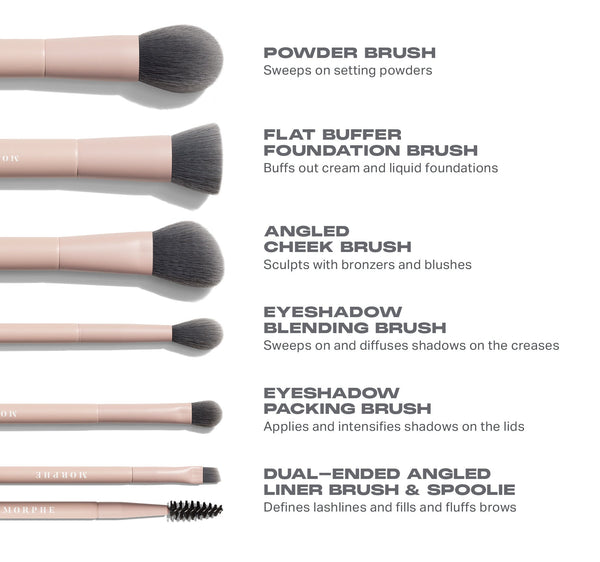 Morphe, Travel Shaping Essentials Bamboo & Charcoal Infused Brush Set