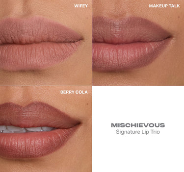 Comparison of four lip shades labeled 