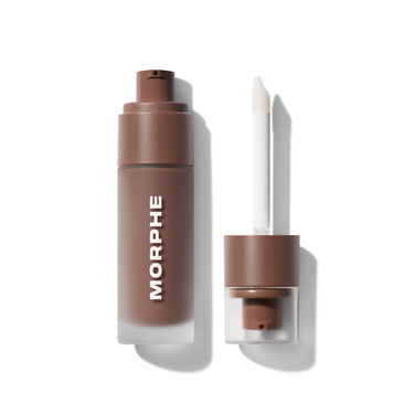 {Tide} Morphe Complexion Boost Peptide Bronzing Serum bottle with dual-action pump applicator and precision sponge tip wand