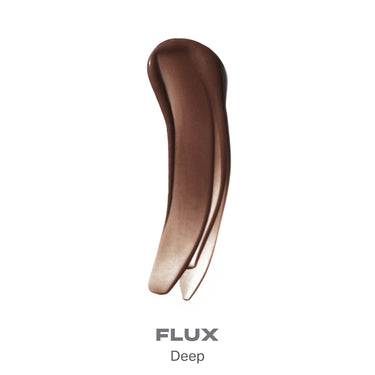 {Flux} Morphe Complexion Boost Peptide Bronzing Serum swatch in Coast, a tan shade with a warm, shimmering finish