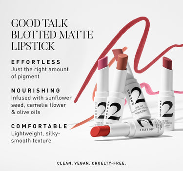 Good Talk Soft Matte Lipstick / Red Sunset - Product Infographic 2