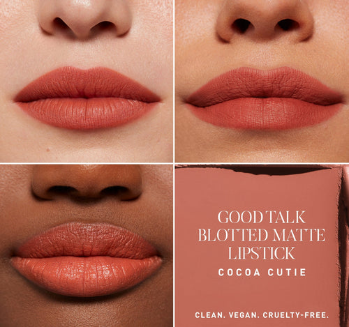 Good Talk Soft Matte Lipstick / Cocoa Cutie - On-Figure, view larger image-view-3