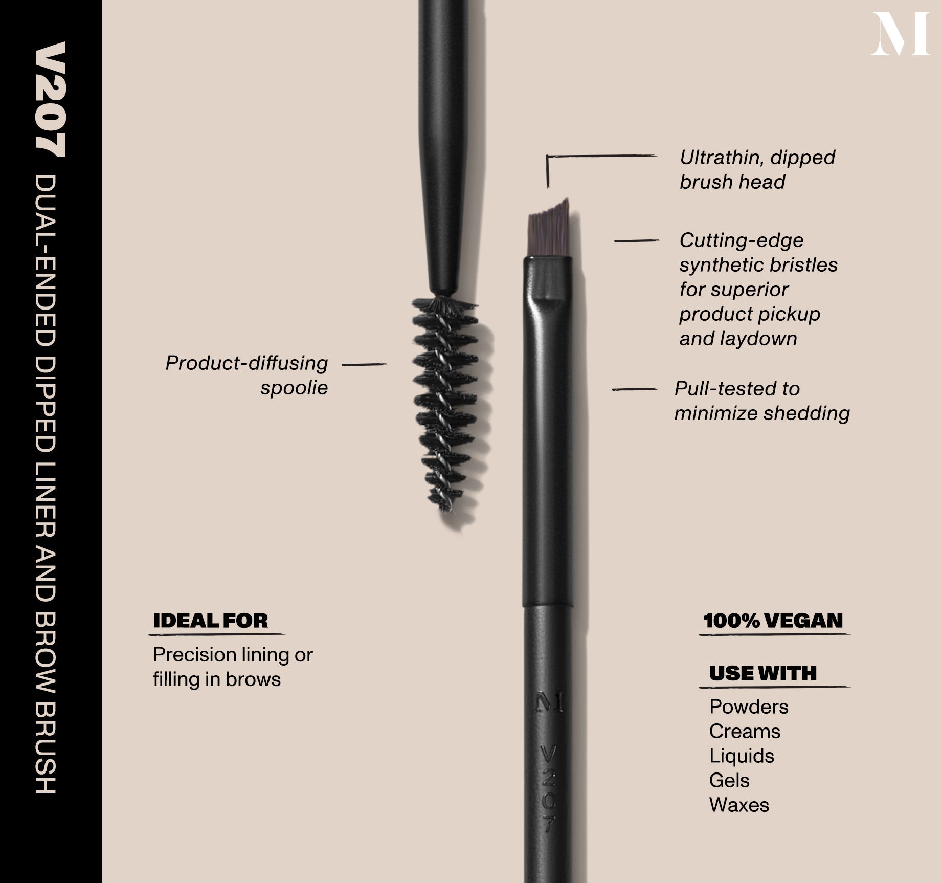 V207 Dual-Ended Dipped Liner And Brow Brush - Image 2